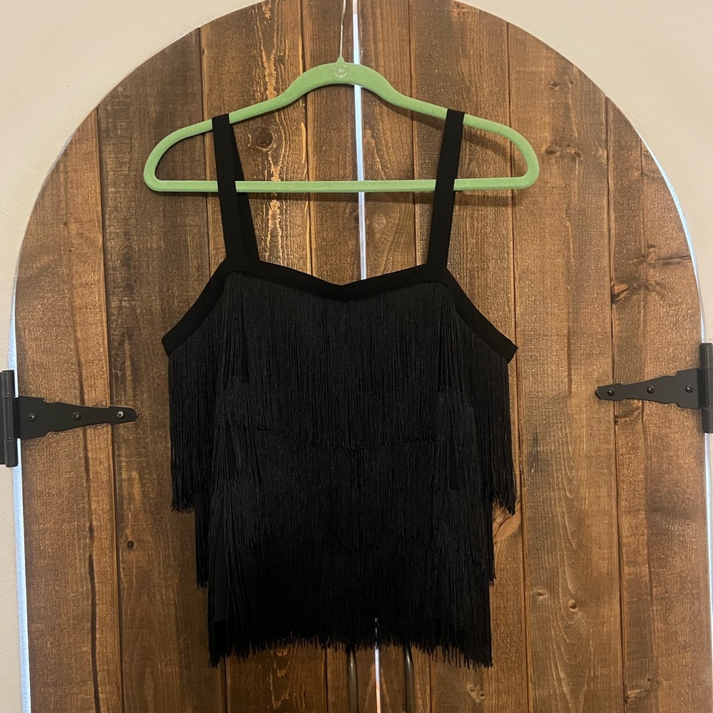 Ann Taylor Black Fringe Tank Top
